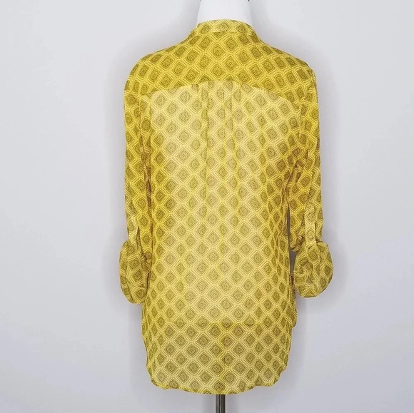 Kut from the Kloth Yellow Print Button Down S - Picture 4 of 7
